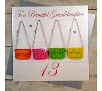 WHITE COTTON CARDS Fluo to a Beautiful Granddaughter 13th Carte d'anniversaire Faite à la Main Inscription Yummy Mummy