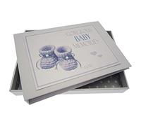 White Cotton Cards Gorgeous Baby Memories Mini album photo Motif chaussons bleus