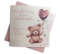 WHITE COTTON CARDS Gorgeous Granddaughter Rose-Lapin-Main Carte d'anniversaire 2 Ans