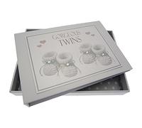 White Cotton Cards Gorgeous Twins, Mini album photo, chaussons argentés