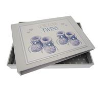 White Cotton Cards Gorgeous Twins, Mini album photo, chaussons bleus