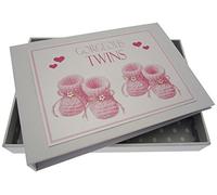 White Cotton Cards Gorgeous Twins, Mini album photo, chaussons roses