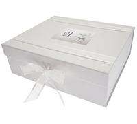 WHITE COTTON CARDS Grand Souvenir en Verre coupé pour 21e Anniversaire, 27,2 x 32 x 11 cm