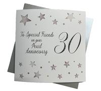 WHITE COTTON CARDS Grande Carte Big Twist Gamme Perle au Point, Special Friends on Your Pearl Anniversary 76,2 cm Fait à la Main 30e Anniversaire Carte