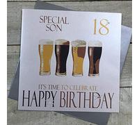 WHITE COTTON CARDS Grande Carte Special Son 18 Il est Temps pour célébrer Happy Birthday Carte d'anniversaire Faite à la Main