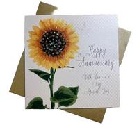 WHITE COTTON CARDS "Happy Anniversary with Love on a Very Special Day Tournesol Carte, Blanc