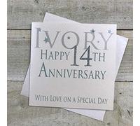 WHITE COTTON CARDS "Ivoire Happy du 14ème Anniversaire avec Love on a Special Day Carte Faite à la Main