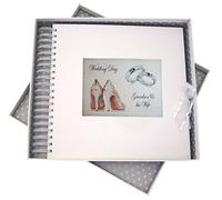 WHITE COTTON CARDS Jour après Jour, Petit-Fils et de Carte de sa Femme et de mémoire, Chaussures, DE Livres et bagues de Mariage Tableau, Design, Blanc, 27 x 30 x 4 cm