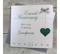 WHITE COTTON CARDS LLA55GP Carte faite à la main pour 55ème anniversaire de mariage Motif lignes d'amour 16 x 16 cm