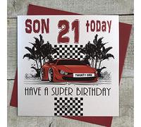 White Cotton Cards Llr21-s "fils 21 Have A Super Birthday" faite à la main 21 ans carte d'anniversaire