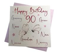 WHITE COTTON CARDS Nanna', WB 125-90 "nan, Nana, Gran, Granny, Nanny, Grandma, Happy Birthday 90 Main Carte de souhaits Motif mom 90th Birthday