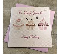 White Cotton Cards PD113 "To a Wonderful marraine Happy Birthday" carte d'anniversaire faite à la main