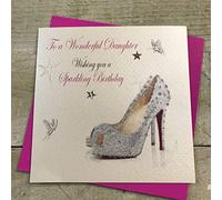 White Cotton Cards PD41 "To a Wonderful Daughter Wishing You A Sparkling anniversaire" carte d'anniversaire faite à la main