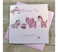 WHITE COTTON CARDS Rose Toys Jour de baptême Carte de baptême Faite Main, Blanc