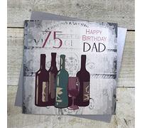 WHITE COTTON CARDS SB75D Carte d'anniversaire 75 Ans Faite à la Main Motif Happy Dad Blanc
