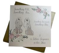 WHITE COTTON CARDS Something Old Something New Carte de Mariage Blanc