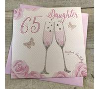 White Cotton Cards SS42-D65 Carte d'anniversaire pour fille Motif flûtes de champagne roses Rose