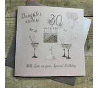 White Cotton Cards SS42-DIL30 Carte d'anniversaire pour belle-fille Motif flûtes à champagne Rose