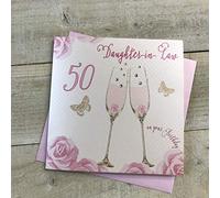 WHITE COTTON CARDS SS42-DIL50 Carte d'anniversaire pour belle-fille Motif flûtes à champagne Rose