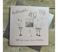 White Cotton Cards SS42-GODD40 Carte d'anniversaire 40 ans Motif flûtes à champagne Rose