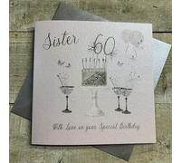 WHITE COTTON CARDS SS42-S60 Carte d'anniversaire 60 ans Motif flûtes à champagne Rose