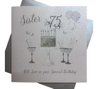 WHITE COTTON CARDS SS42-S75 Carte d'anniversaire 75 ans Motif flûtes à champagne Rose