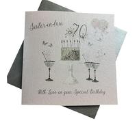 WHITE COTTON CARDS SS42-SIL70 Carte d'anniversaire 70 ans Motif flûtes à champagne Rose