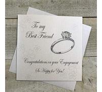 WHITE COTTON CARDS "to My Best Friend Congratulations on Your So Happy de fiançailles pour Vous. Sparkling Bague de fiançailles Carte, Blanc