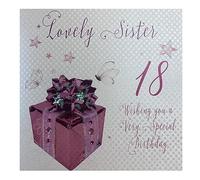 WHITE COTTON CARDS WB190-18 Carte d'anniversaire Faite à la Main Inscription Lovely Sister 18 Wishing You A Special Blanc