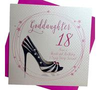 white cotton cards WBA18-God.d Carte d'anniversaire Faite à la Main pour 18 Ans Inscription Happy Birthday Goddaughter Have a Wonderful Day Blanc