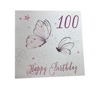 WHITE COTTON CARDS WBB100 Papillons Roses d'anniversaire Faite à la Main 100 cm - 100th Birthday
