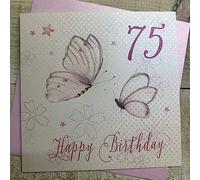 WHITE COTTON CARDS WBB75 Happy Birthday-Papillon Rose 75 cm-Co Carte d'anniversaire Faite à la Main