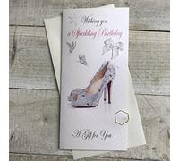 WHITE COTTON CARDS Wbw16 Wishing You A Sparkling Anniversaire d'un Cadeau pour Vous, Sparkling Chaussures Argent Portefeuille