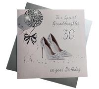 WHITE COTTON CARDS X30GD Grande Boule à facettes 30 & Chaussures de Mariage Inscription to a Special Granddaughter on Your Birthday 30th Carte d'anniversaire Faite à la Main