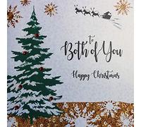White Cotton Cards Xf5-by Grande "To both of you Happy Christmas" carte de Noël faite à la main