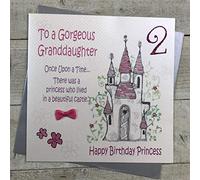 White Cotton Cards Xgl4-2 grands "To a Gorgeous Granddaughter Once a Upon A Time 2... Happy Birthday Princess" carte faite à la main