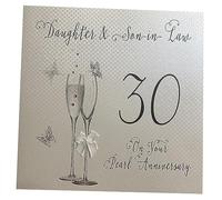 White Cotton Cards Xlbd19-30ds Grande Perle de "Fille et beau-fils 30 de votre anniversaire" carte faite à la main