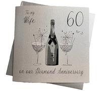 WHITE COTTON CARDS XLBD60W Grande Carte d'anniversaire de Mariage Faite à la Main avec Diamants Inscription to My Wife