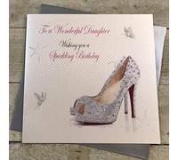 White Cotton Cards Xpd25 Grande "To a Wonderful Daughter Wishing You A Sparkling anniversaire" carte faite à la main
