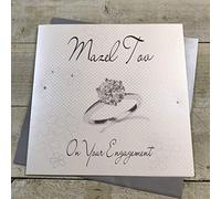 WHITE COTTON CARDS Xws3 en Diamant, Mazel Tov sur Votre Engagement Fait à la Main Grande Juif Carte de fiançailles