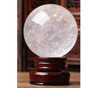 White Crystal Ball Ornaments White high-end Home Stone Polished Housewarming Feng Shui Ball Desktop Town House Ornaments,White,130mm
