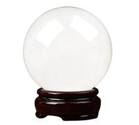 White Crystal Decor with Wooden Base, Clear Ball,Quartz Sphere Home Office Table Ornament for Birthday, Wedding Valentine's Gifts,5.5"(14cm)