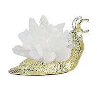 White Crystal Snail Lamp 10×7.5cm - Quartz Cluster with Golden Snail Base, Crystal Night Light, Stone Home Décor