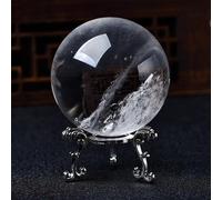 White Crystal Sphere Clear Quartz Ball with Stand Balls for Home Decor Decorative Invite Wealth Witchcraft,75mm