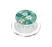 White Daisy Aqua Bright Turquoise Fleurs Floral PopSockets PopGrip pour MagSafe