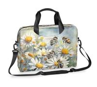 White Daisy Bees Collect Honey Mallette pour ordinateur portable de 15,7" avec bandoulière amovible, sacoche pour ordinateur portable