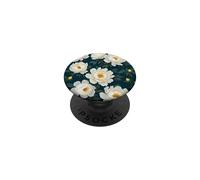White Daisy Fleurs de Jardin foncées Motif Floral PopSockets PopGrip Adhésif