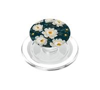 White Daisy Fleurs de Jardin foncées Motif Floral PopSockets PopGrip pour MagSafe