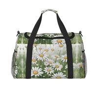 White Daisy Sac de voyage pliable pour escapades de week-end, voyages spontanés, noir, taille unique, Noir/blanc, One Size
