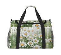 White Daisy Weekender Sac à main pour homme et femme Idéal pour les voyageurs fréquents, Noir , Taille unique
